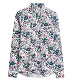 Wit overhemd met bloemenprint voor heren