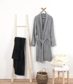 Witte katoenen badstof badjas met sjaalkraag xl