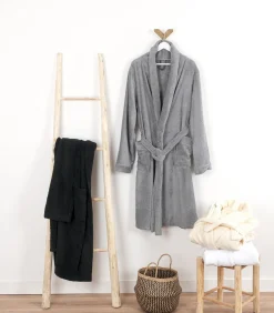 Witte katoenen badstof badjas met sjaalkraag xl