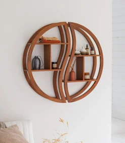 Ying Yang - Wandplank van massief teakhout