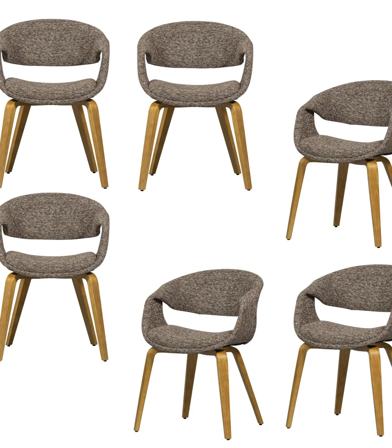Yossi Eetkamerstoelen Houten Naturel Poot - Bruin - Set van 6