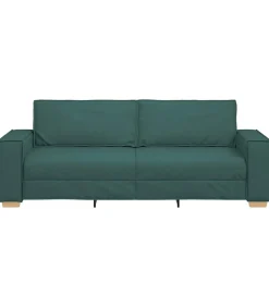 3-Zits Sofa met kussen Donkergroen 220 x 78 x 84 cm Stof