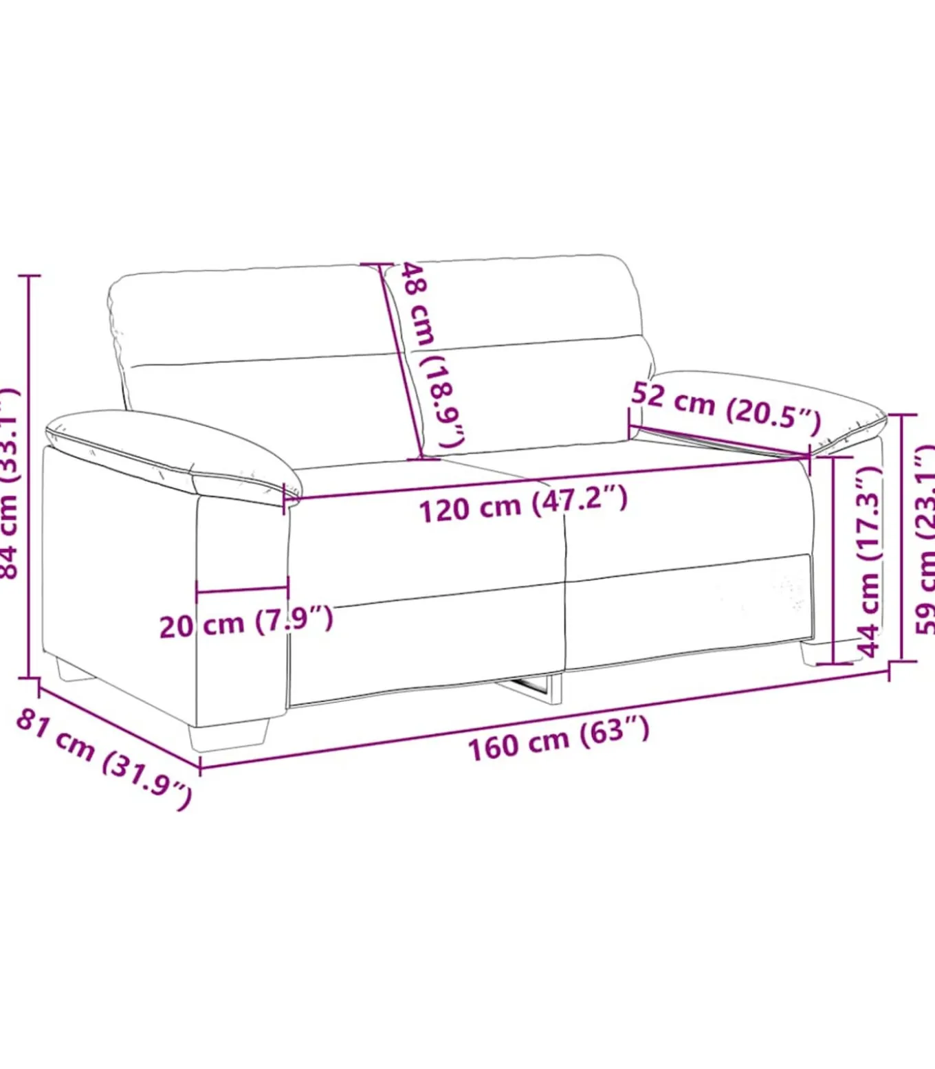 2-zitsbank 120 cm stof donkergrijs