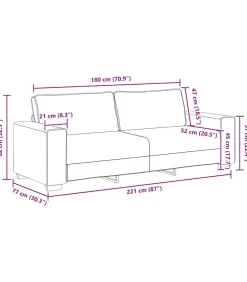 3-zitsbank 180 cm stof lichtgrijs
