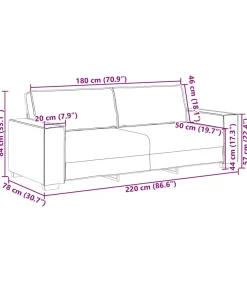 3-zitsbank Bruin 180 cm Stof