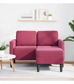 2-zitsbank met chaise L-vorm wijnrood 125 cm fluweel
