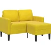 2-zitsbank met ligstoel L-vormig 125 cm fluweel geel