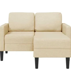 2-zitsbank met ligstoel L-vormig crèmekleurig stof 125 cm