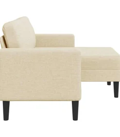 2-zitsbank met ligstoel L-vormig crèmekleurig stof 125 cm