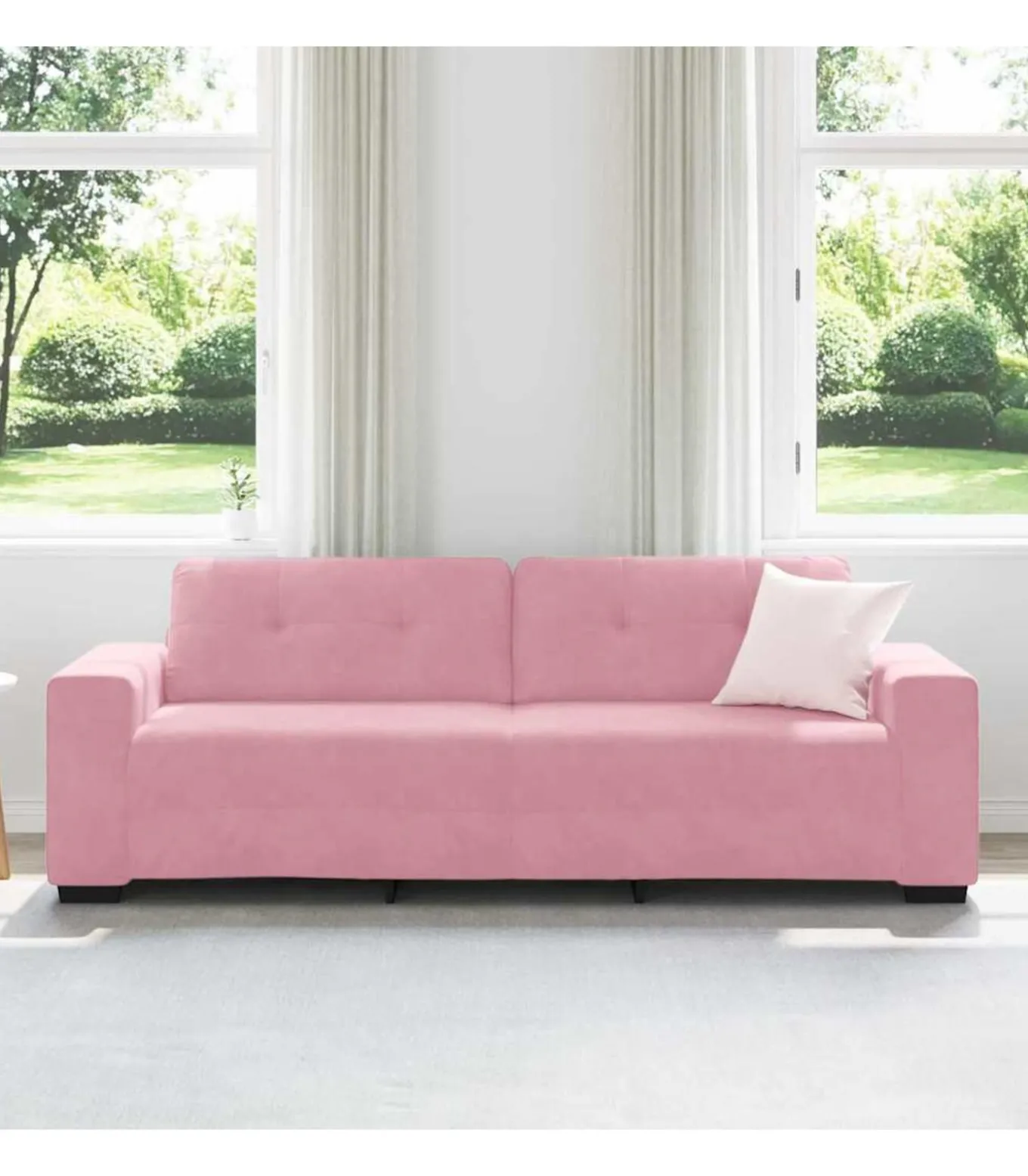 3-zitsbank roze 180 cm fluweel