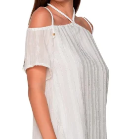 Zomerse midi-jurk met hangende schouders PRAISE