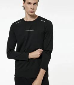 Zwart Lang Mouwloos Bedrukt T-shirt