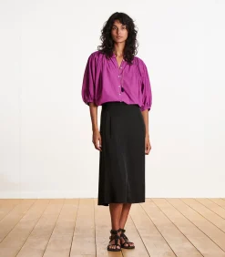 zwart satijnen formele rok