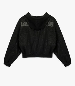 Zwart Sweatshirt met Capuchon en Zakdetails