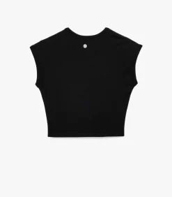 Zwart T-shirt Korte Mouwen Slanke Pasvorm