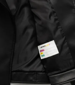 Zwarte Biker Jas van Kunstleer voor Meisjes met Kraag en Lange Mouwen