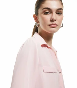 Zwarte Blouse Klassieke Kraag Lange Mouwen