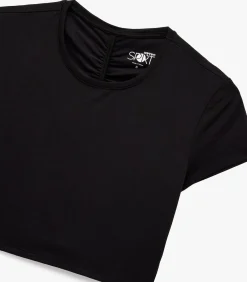 Zwarte Crop Top Korte Mouwen