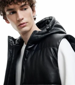 Zwarte Heren Bodywarmer met Capuchon en Zakdetails