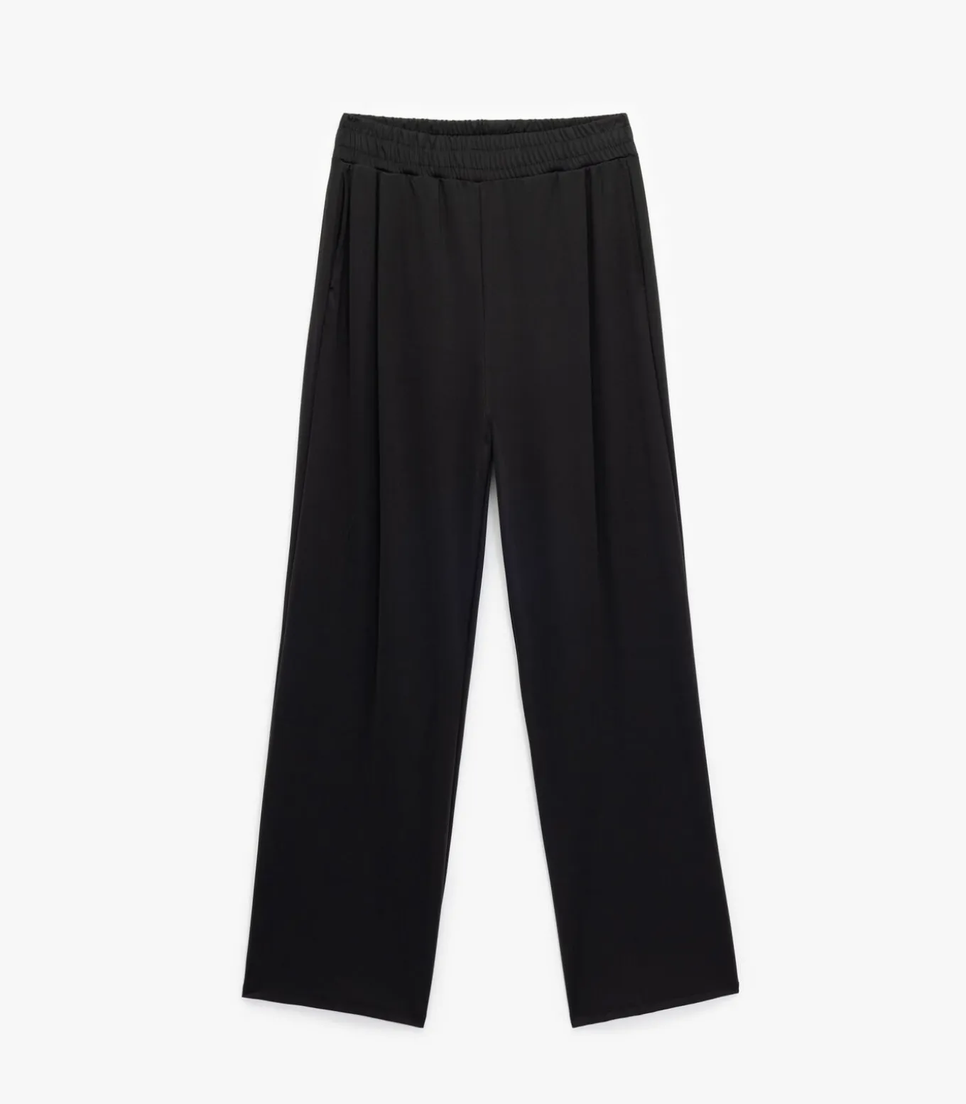 Zwarte Joggingbroek Hoge Taille Wijde Pijpen