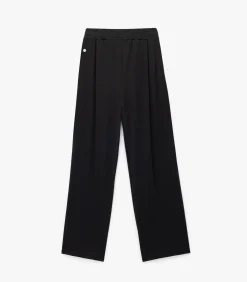 Zwarte Joggingbroek Hoge Taille Wijde Pijpen