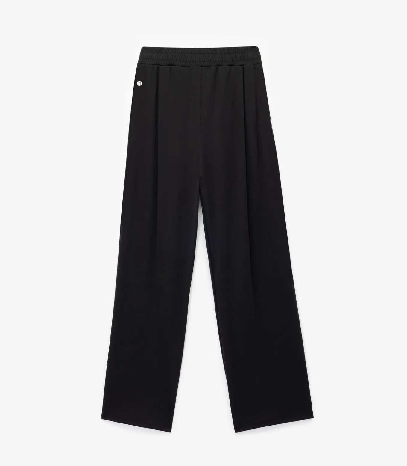 Zwarte Joggingbroek Hoge Taille Wijde Pijpen