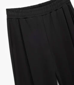 Zwarte Joggingbroek Hoge Taille Wijde Pijpen