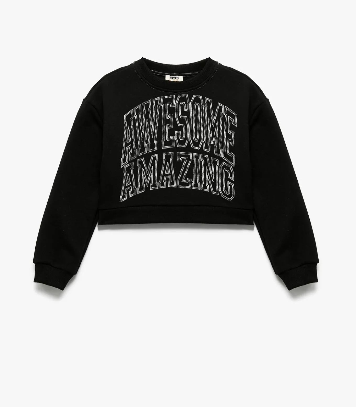 Zwarte Meisjestrui Lange Mouwen Stenen Details