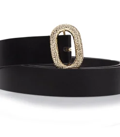 Zwarte ovale gesp damesriem
