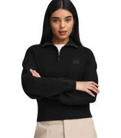 Zwarte trui van katoen met een halve rits