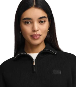 Zwarte trui van katoen met een halve rits